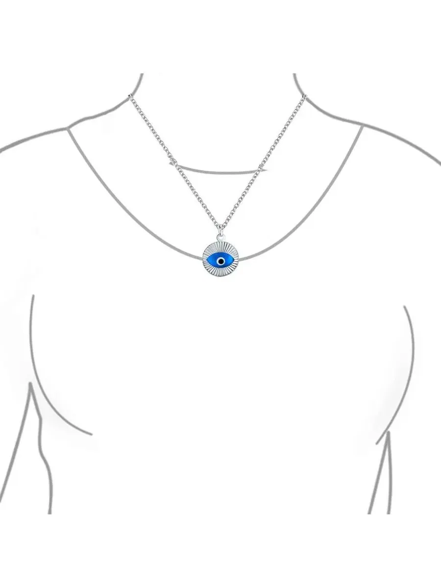 Кулон с глазом Фатимы из стерлингового серебра с родированием Bling Jewelry — изображение 2 из 3, оттенок синий