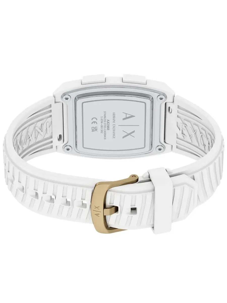 Мужские часы Armani Exchange с ЖК-дисплеем, белым силиконовым циферблатом, 42 мм A|X Armani Exchange — изображение 6 из 8