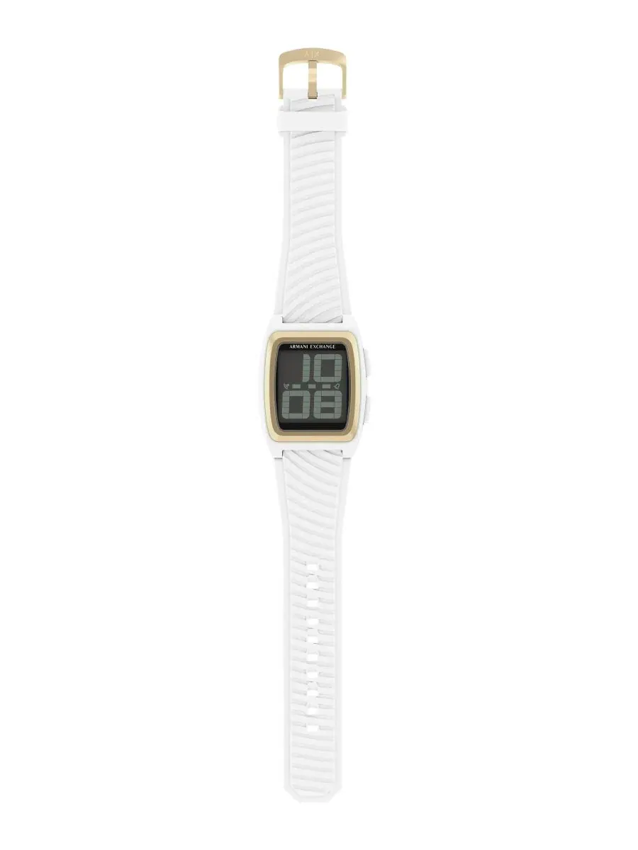 Мужские часы Armani Exchange с ЖК-дисплеем, белым силиконовым циферблатом, 42 мм A|X Armani Exchange — изображение 7 из 8