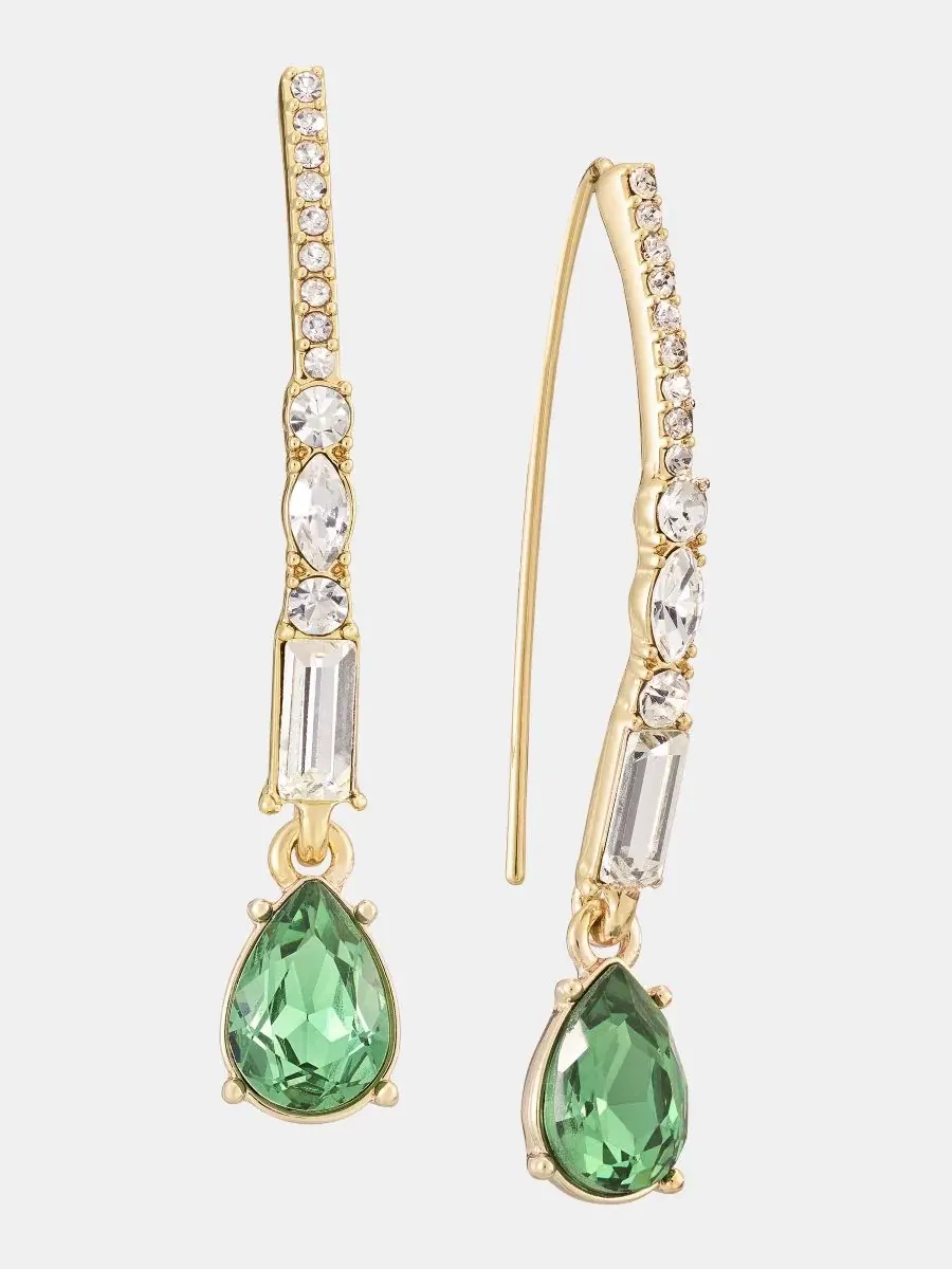 Серьги-пусеты с кристаллами, модель Crystal Threader Givenchy, Lt/Pas Grn — изображение 2 из 3