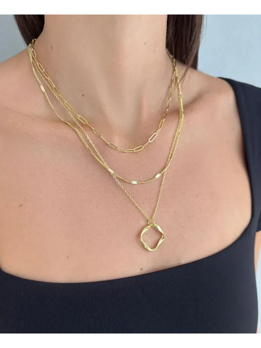 Комплект из 3 ожерелий с позолотой 14k ADORNIA — изображение 3 из 4