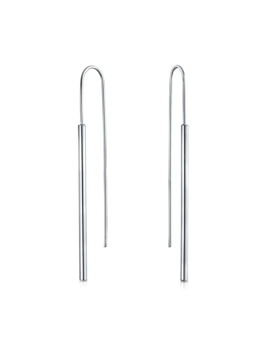 Серьги-подвески из стерлингового серебра, геометрические, Minimalist Geometric Linear Bar Threader