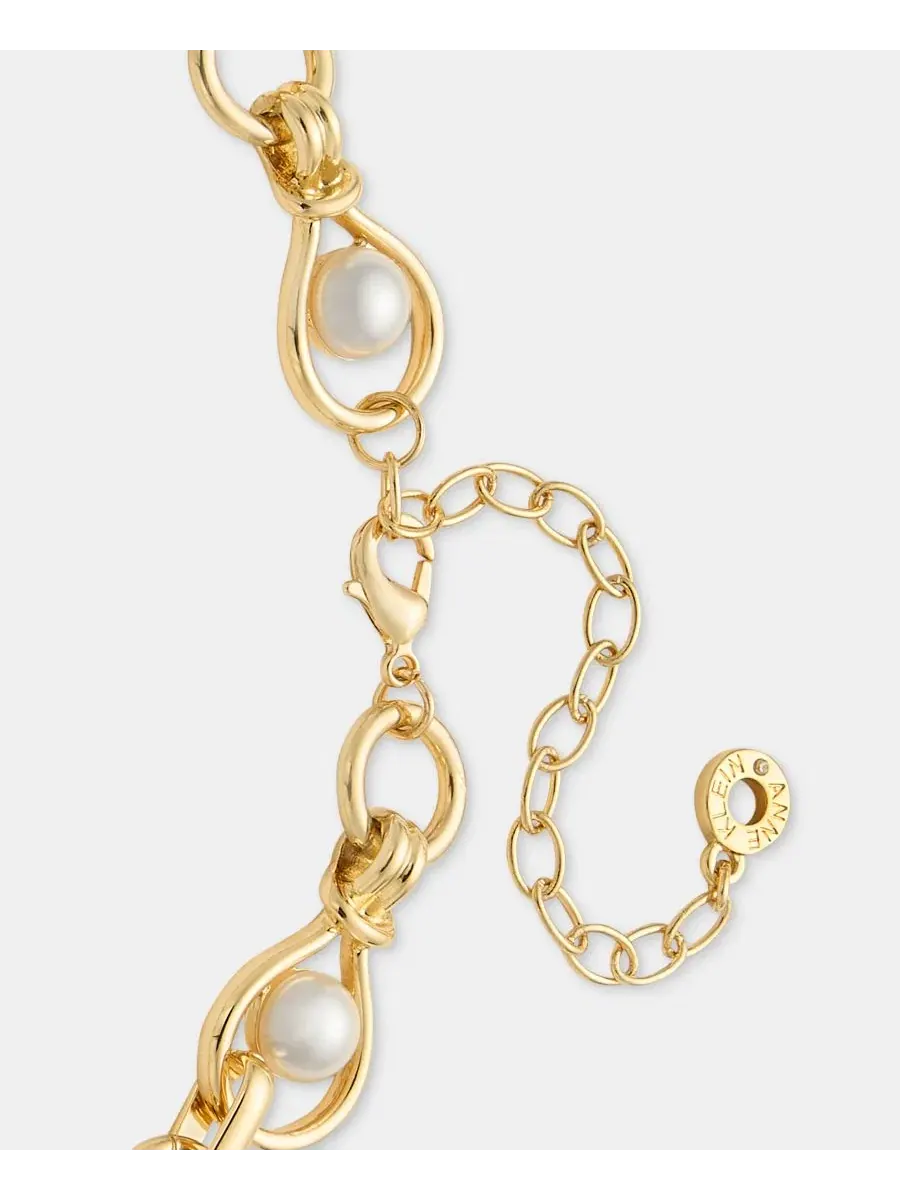 Колье с имитацией жемчуга, открытое звено Anne Klein — изображение 4 из 5, оттенок белый