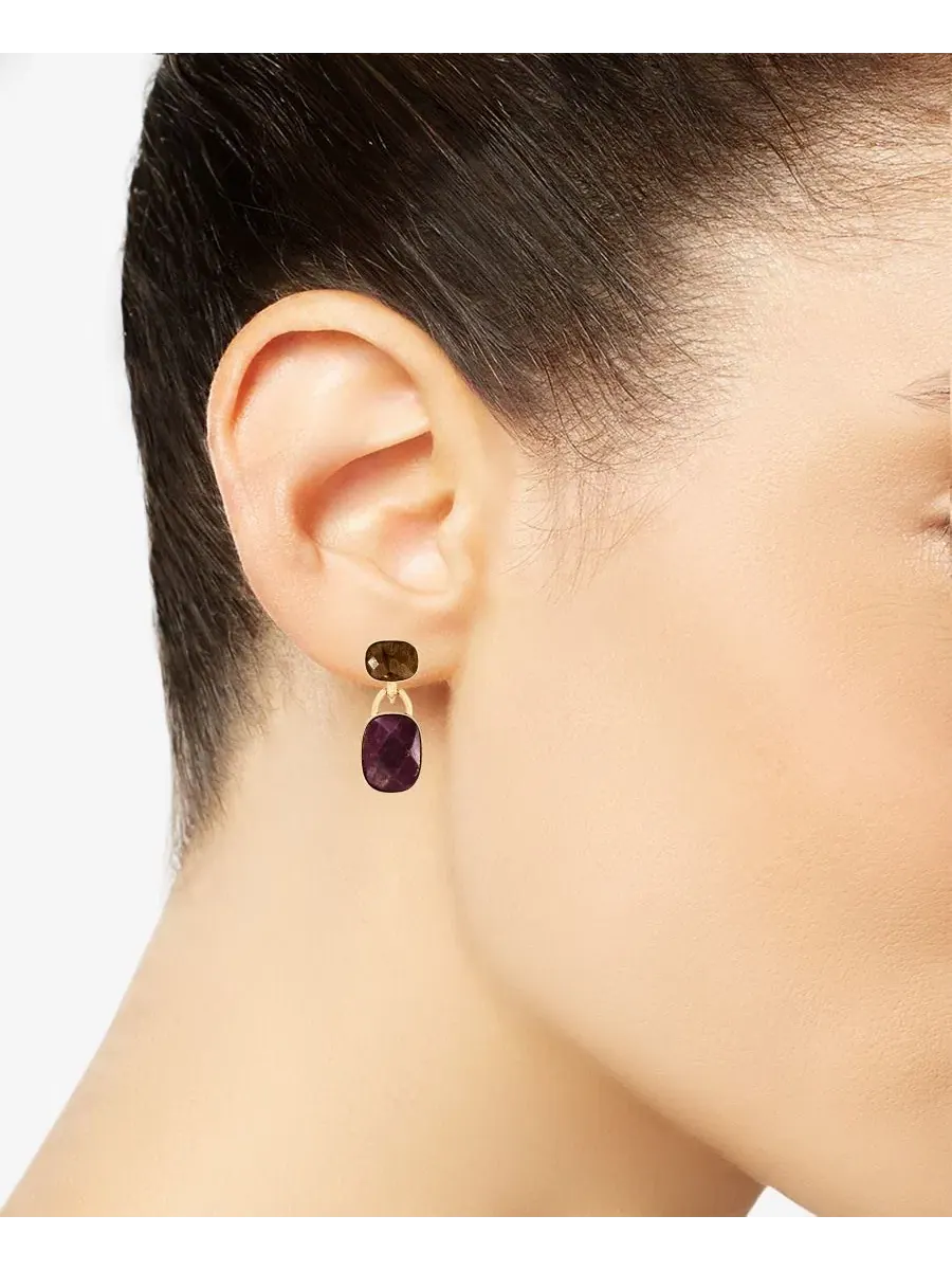 Серьги-подвески с камнями Stone Clip-On Double Drop Anne Klein — изображение 2 из 3, оттенок мульти