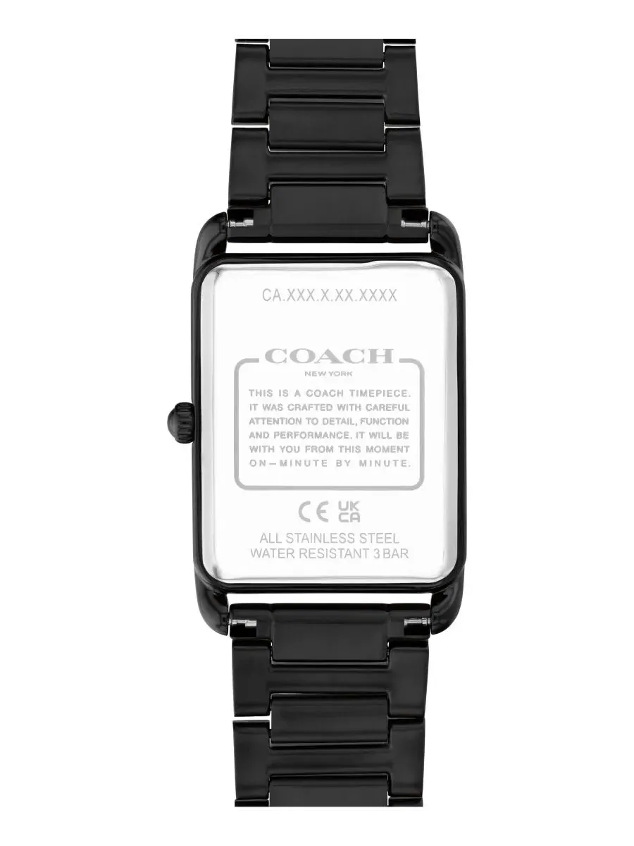Часы унисекс Elliot Ionic Plated Black Stainless Steel Bracelet Watch, 32x26 мм Coach — изображение 2 из 6, оттенок черный