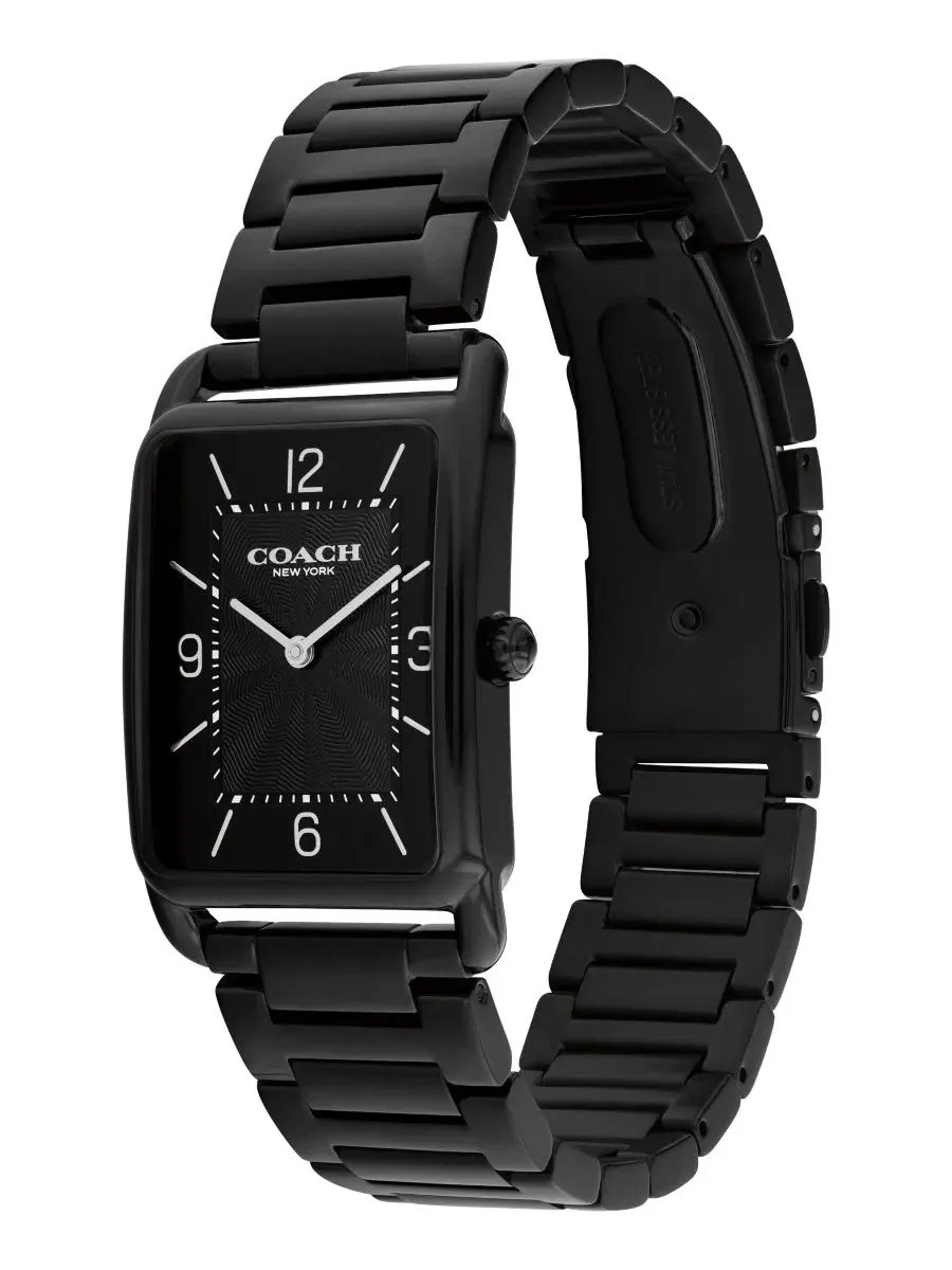 Часы унисекс Elliot Ionic Plated Black Stainless Steel Bracelet Watch, 32x26 мм Coach — изображение 3 из 6, оттенок черный