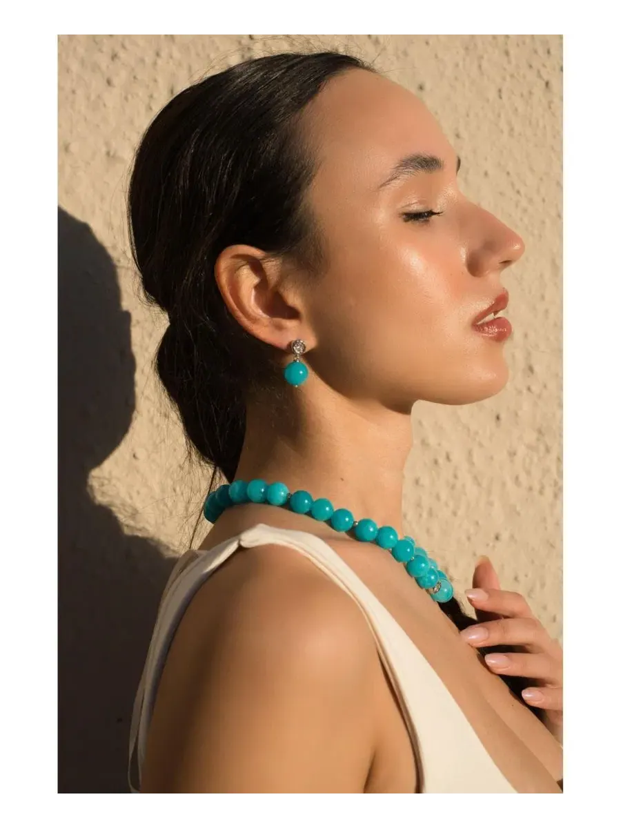 Серьги-подвески с амазонитом Gia Amazonite Drop Classicharms — изображение 2 из 7, оттенок синий