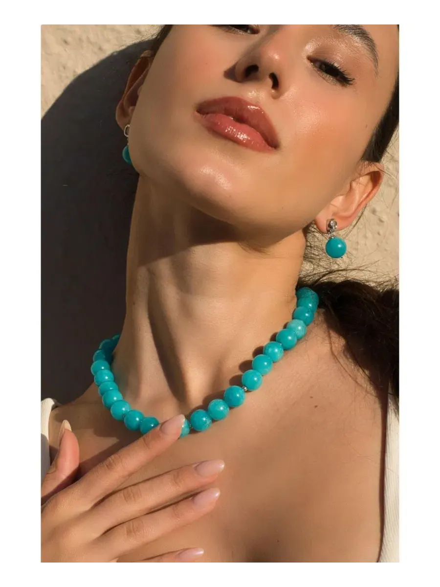 Серьги-подвески с амазонитом Gia Amazonite Drop Classicharms — изображение 3 из 7, оттенок синий