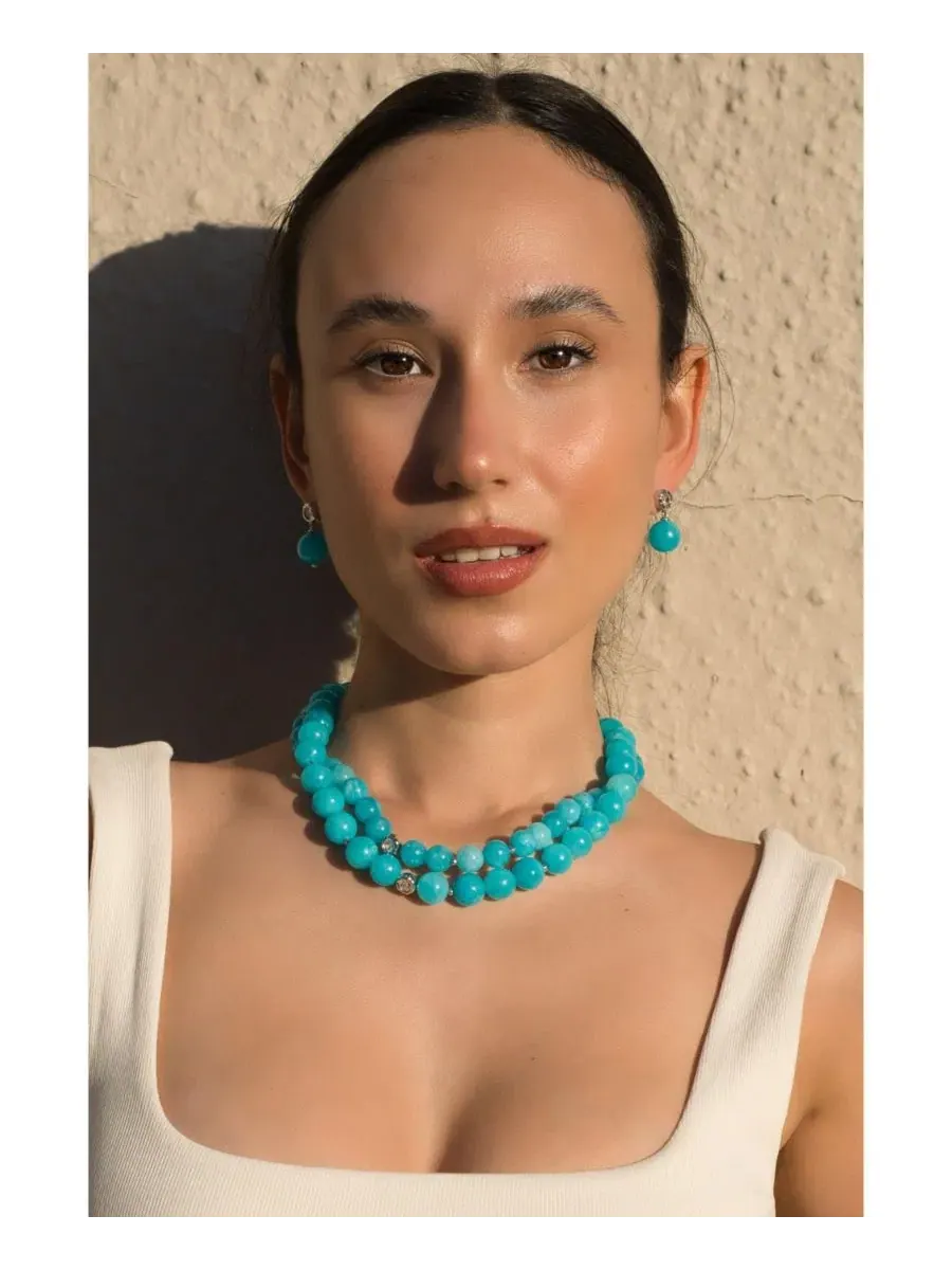 Серьги-подвески с амазонитом Gia Amazonite Drop Classicharms — изображение 5 из 7, оттенок синий