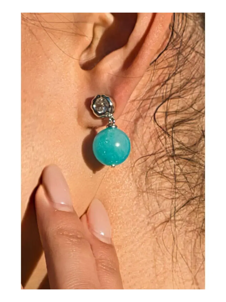 Серьги-подвески с амазонитом Gia Amazonite Drop Classicharms — изображение 6 из 7, оттенок синий
