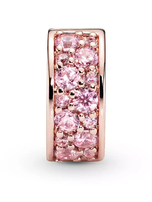 Шарм с фиксированным зажимом из кубических цирконий Pandora — изображение 2 из 4, оттенок розовый/золотистый