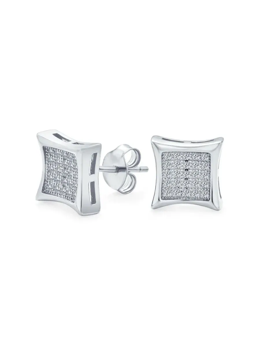 Серьги-гвоздики из стерлингового серебра с микропаве из CZ 5 мм Bling Jewelry
