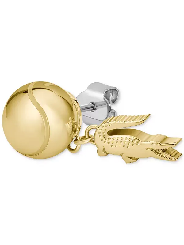 Серьги-Подвески из бисера и крокодила Lacoste — изображение 2 из 4, оттенок золото