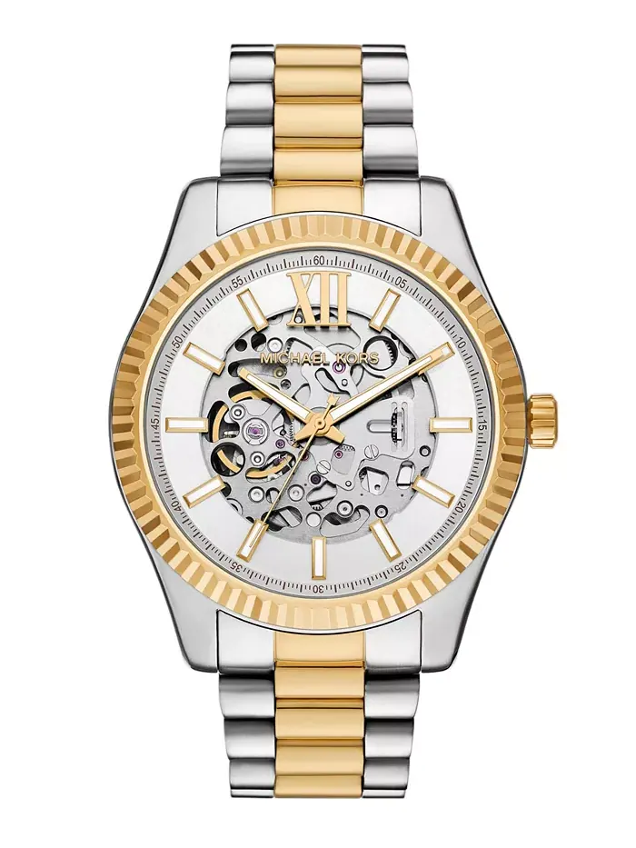 Мужские часы Lexington Automatic с двухцветным корпусом из нержавеющей стали, 45 мм Michael Kors
