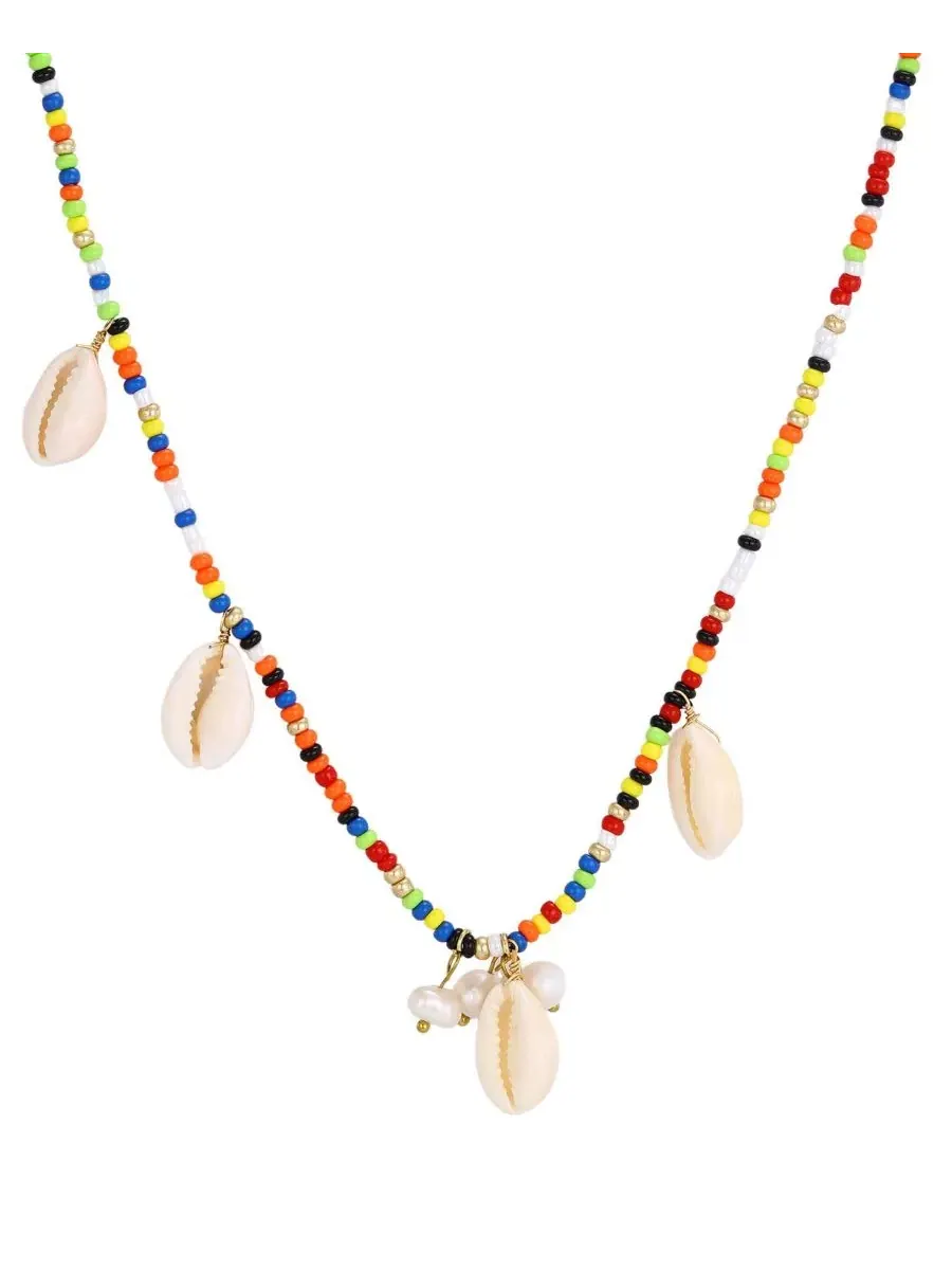 Ожерелье с жемчугом и ракушкой, модель Freshwater Pearl Color Bead Shell ADORNIA