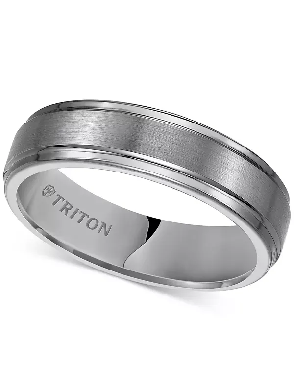 Мужское обручальное кольцо из карбида вольфрама, 6 мм, удобная посадка Triton — серебристый
