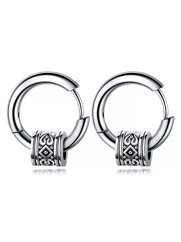 Серьги-Кольца Huggie Hoop из окисленной нержавеющей стали с вращающимся дизайном Metallo