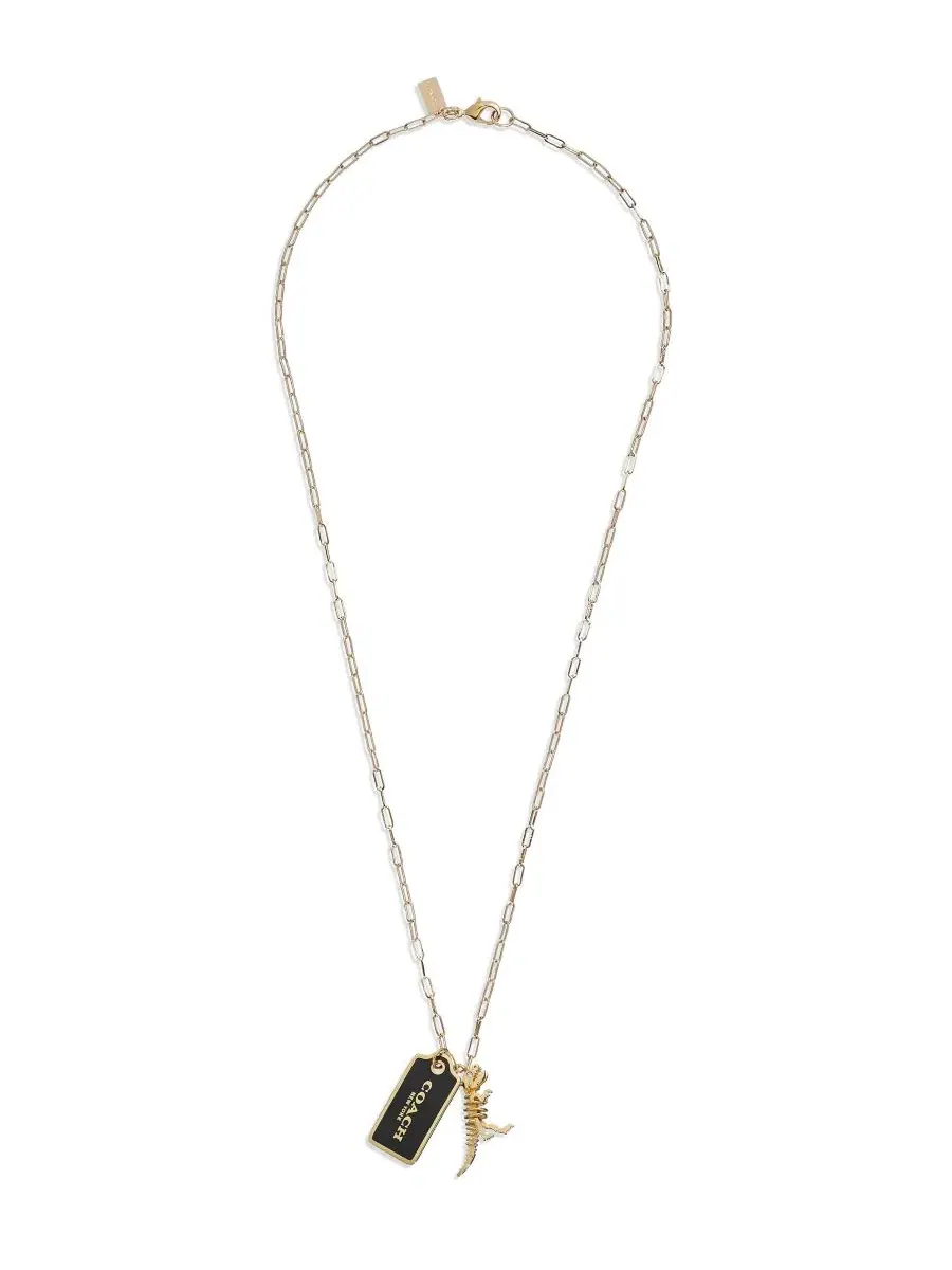 Колье с подвесками Signature Tag, модель Tag Pendant COACH — изображение 2 из 3, оттенок черный