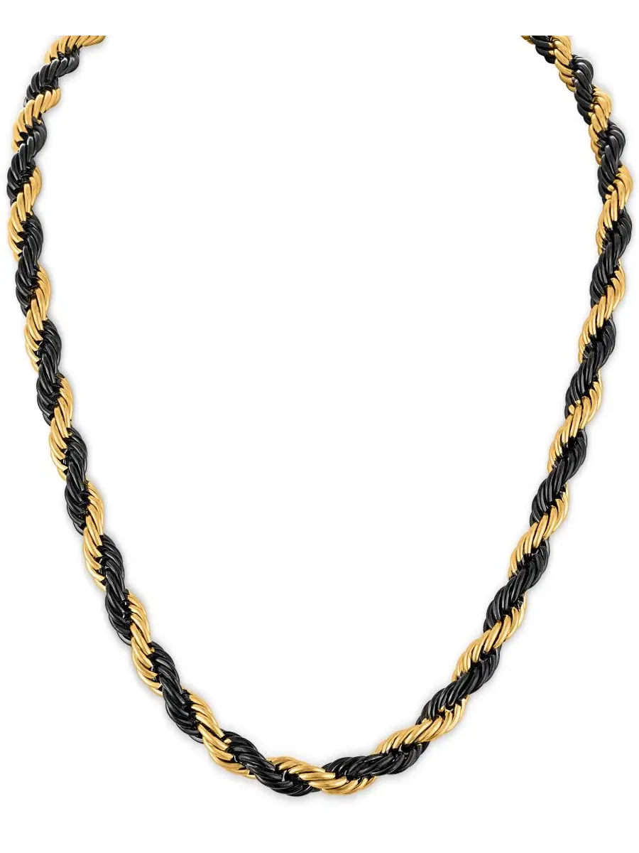 Мужское колье-цепь с переплетением, 56 см, черно-золотое Esquire Men's Jewelry — золотистый