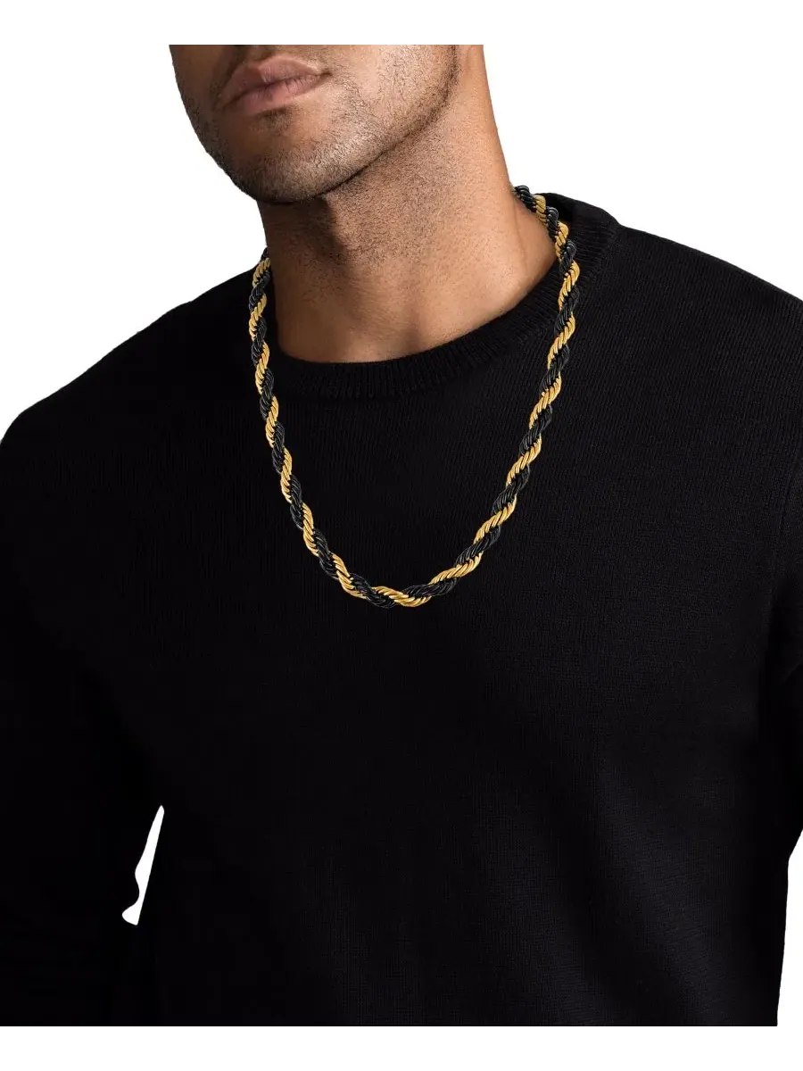 Мужское колье-цепь с переплетением, 56 см, черно-золотое Esquire Men's Jewelry — изображение 2 из 4