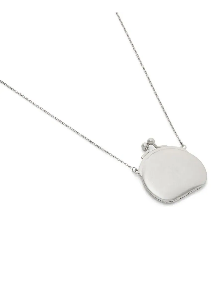 Колье с подвеской-кошельком Antique Silver Runway Coin Purse Pendant Necklace COACH — изображение 3 из 7, оттенок серебристый