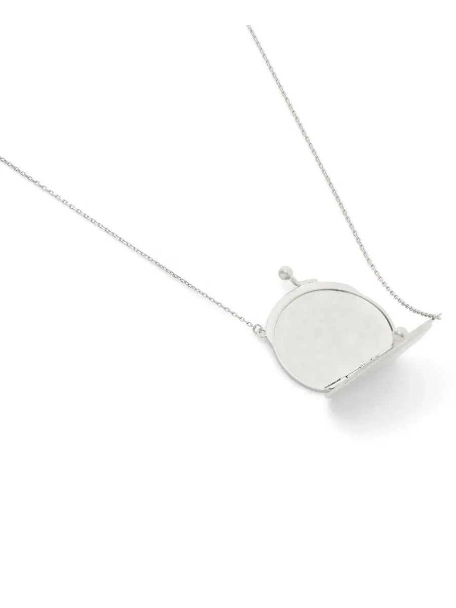 Колье с подвеской-кошельком Antique Silver Runway Coin Purse Pendant Necklace COACH — изображение 4 из 7, оттенок серебристый