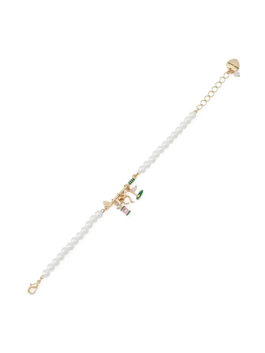 Браслет-шарм с подвесками для гольфа Faux Stone Golf Charm Mother of Pearl Strand Betsey Johnson — изображение 3 из 7