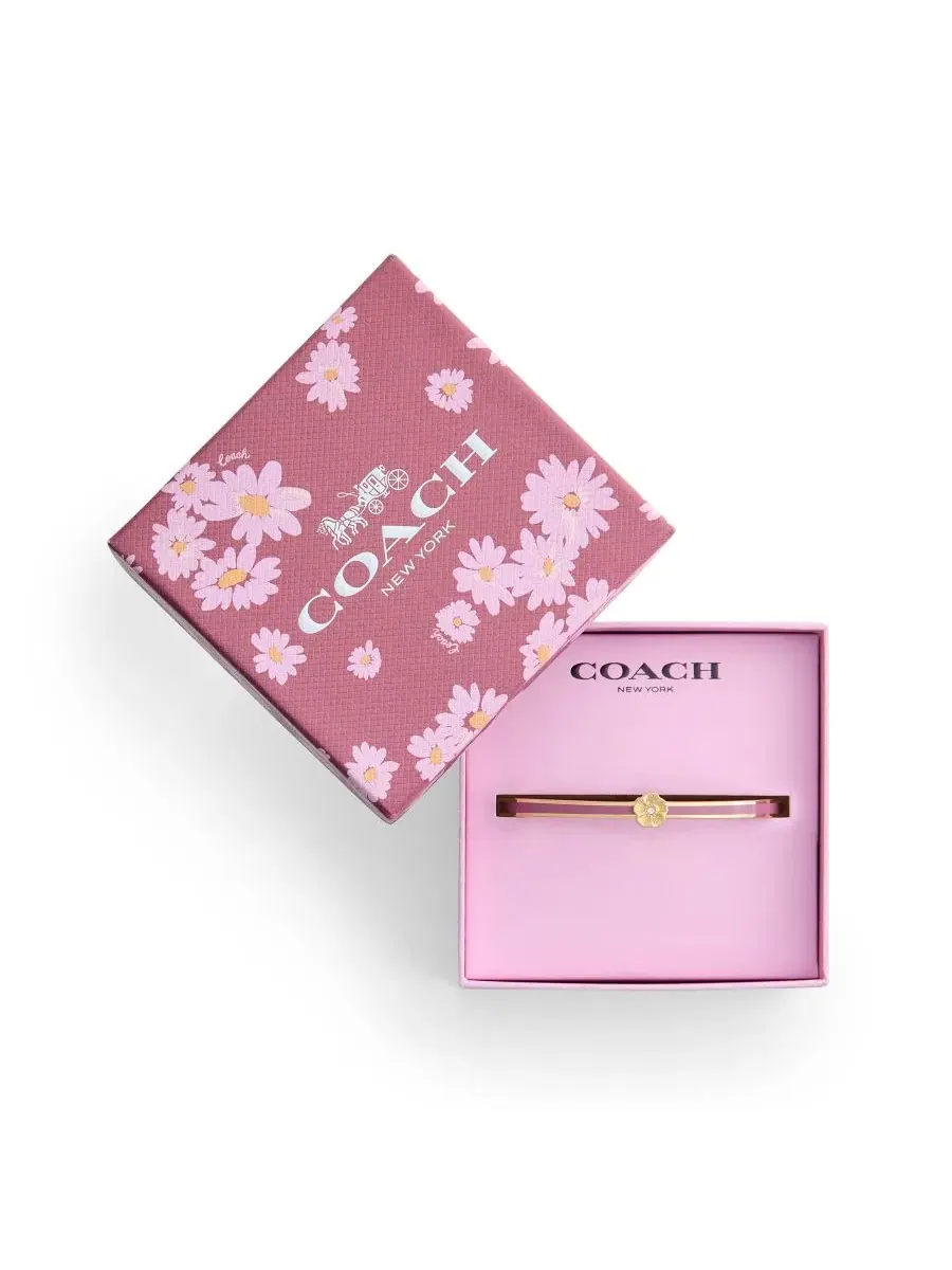 Браслет-манжета с эмалью и кристаллами Signature Tea Rose COACH — изображение 6 из 6, оттенок розовый/золотистый