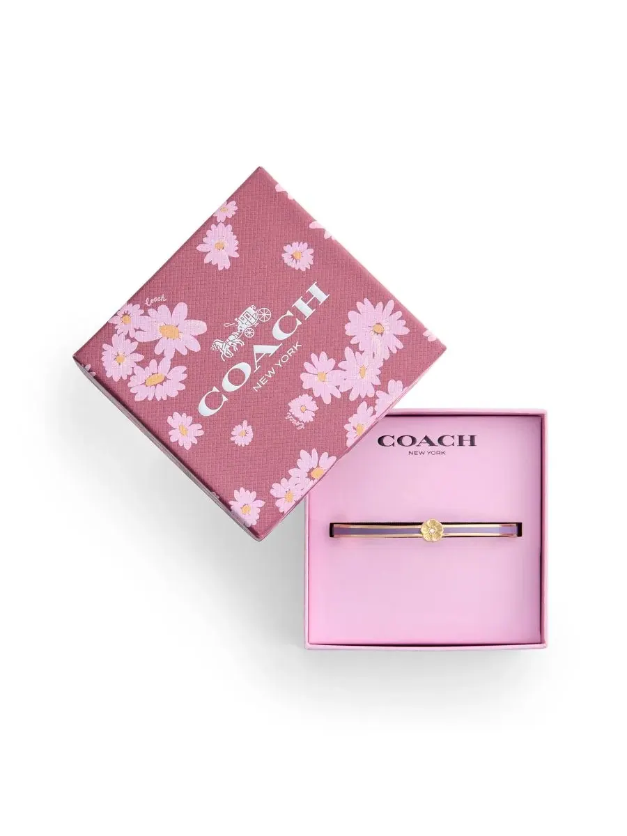 Браслет-манжета с эмалью и кристаллами Signature Tea Rose COACH — изображение 7 из 7, оттенок фиолетовый/золотистый