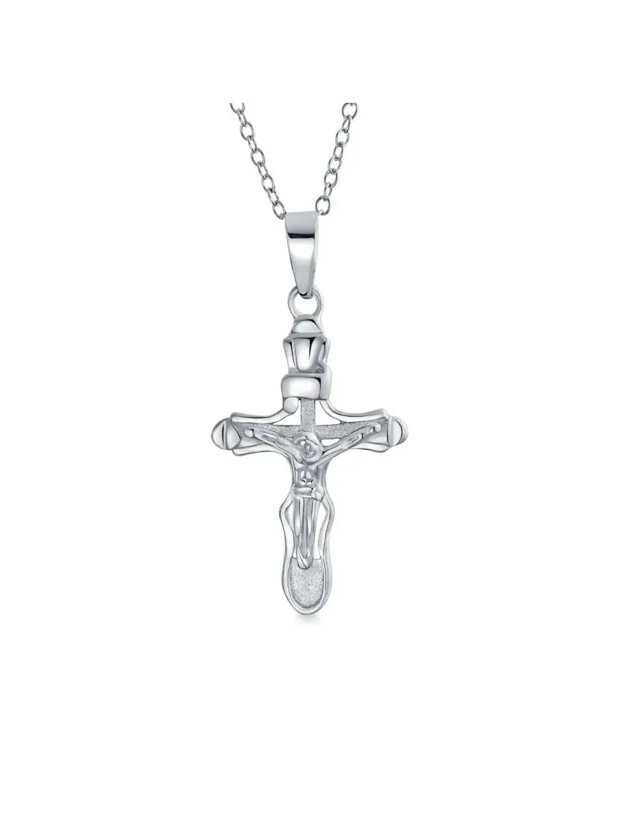 Кулон-крест с распятием из серебра 925 пробы, с цепочкой Bling Jewelry