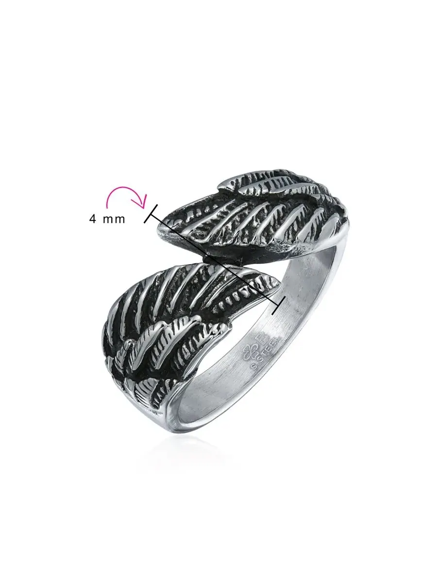 Кольцо с крыльями ангела Guardian Angel Wing Band Oxidized Stainless Steel 4MM Bling Jewelry — изображение 5 из 5