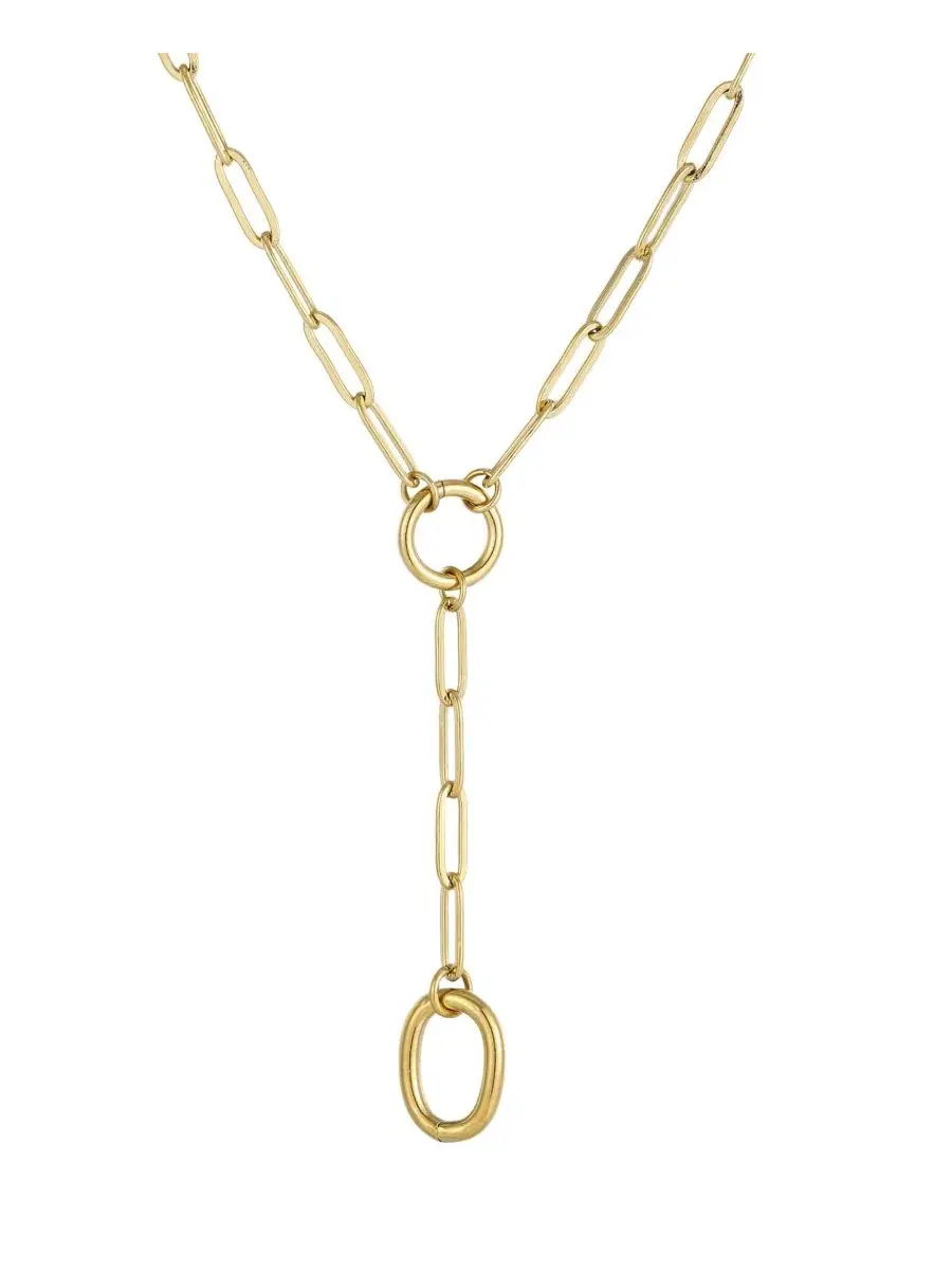 Колье-цепь якорная с Y-подвеской, 18k позолота