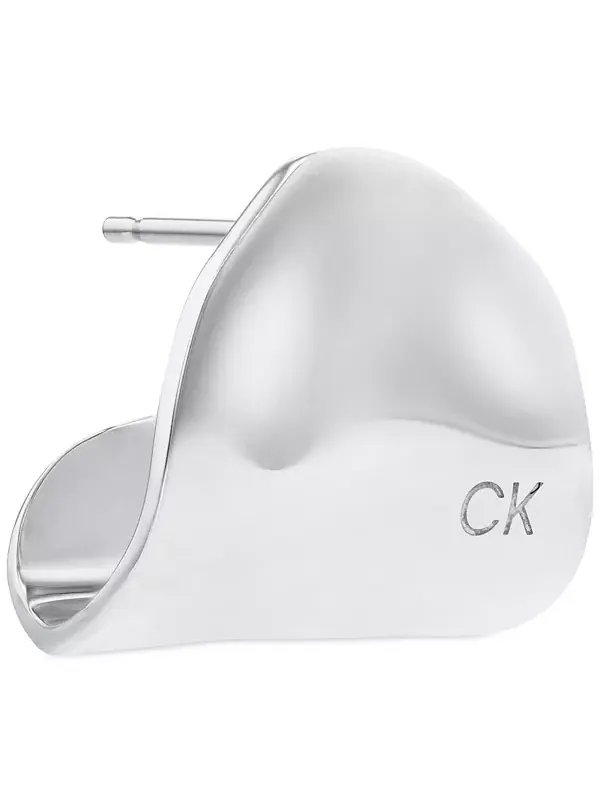 Удлиненные изогнутые серьги-подвески из нержавеющей стали Calvin Klein — изображение 2 из 3, оттенок серебряный