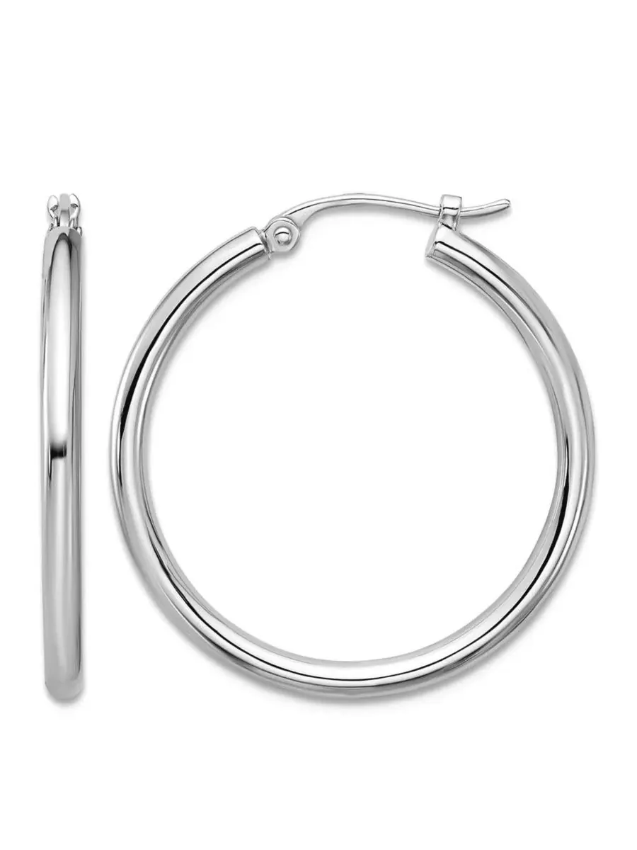 Серьги-кольца классические из платины 950, модель Classic Hoop Curata Jewelry