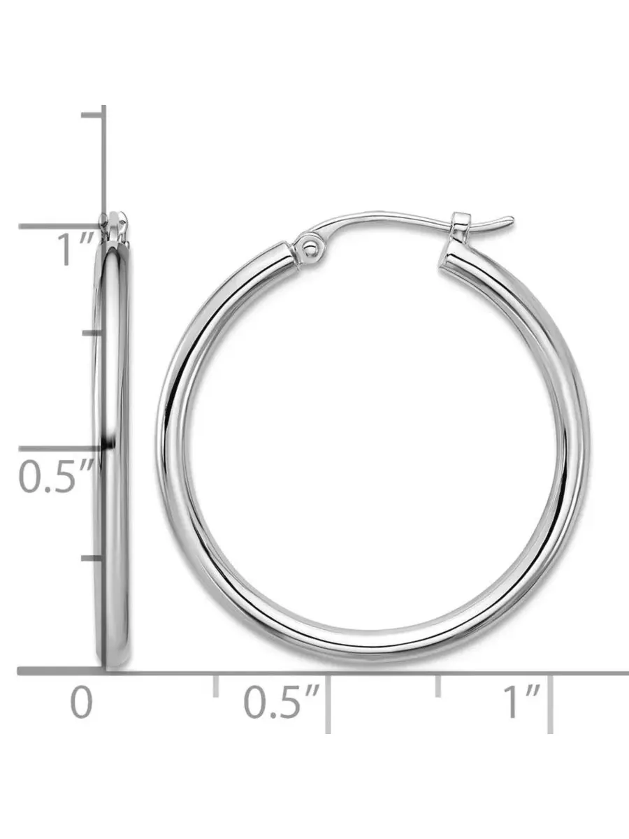 Серьги-кольца классические из платины 950, модель Classic Hoop Curata Jewelry — изображение 2 из 7, оттенок серебряный