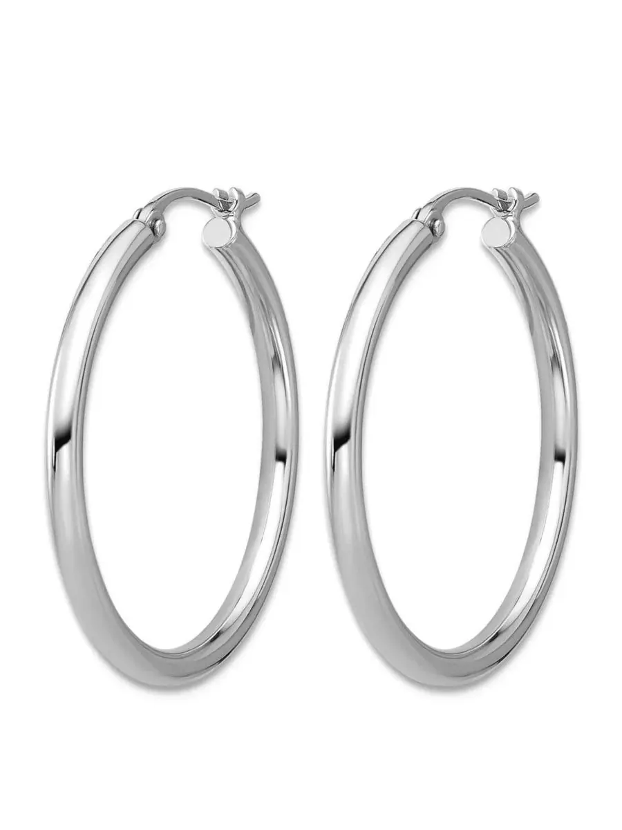 Серьги-кольца классические из платины 950, модель Classic Hoop Curata Jewelry — изображение 3 из 7, оттенок серебряный