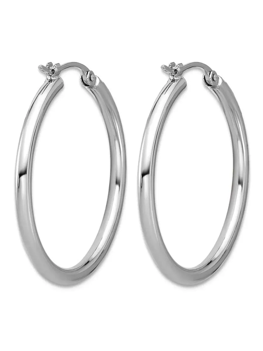 Серьги-кольца классические из платины 950, модель Classic Hoop Curata Jewelry — изображение 4 из 7, оттенок серебряный