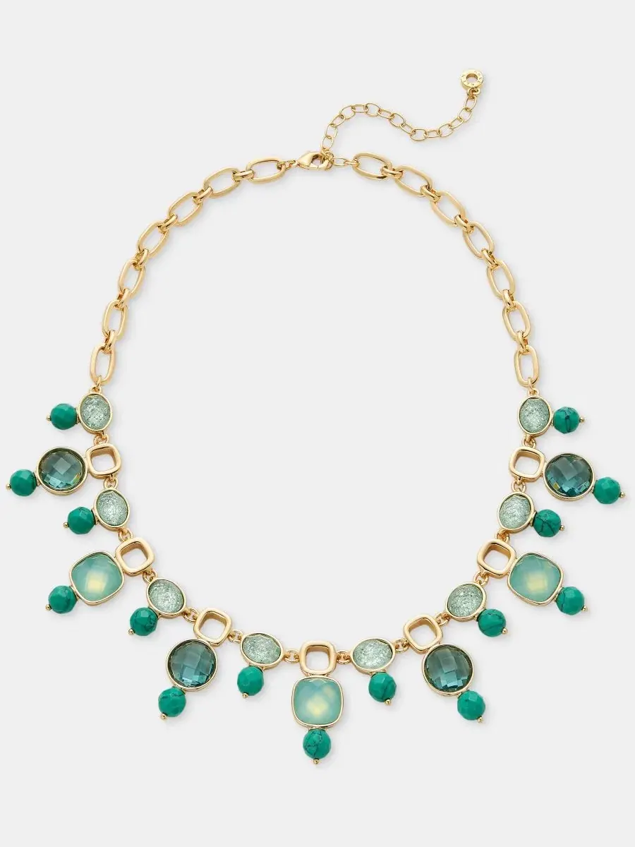 Ожерелье с бусинами из камня, 16 дюймов + удлинитель 3 дюйма, модель Stone Beaded Statement Anne