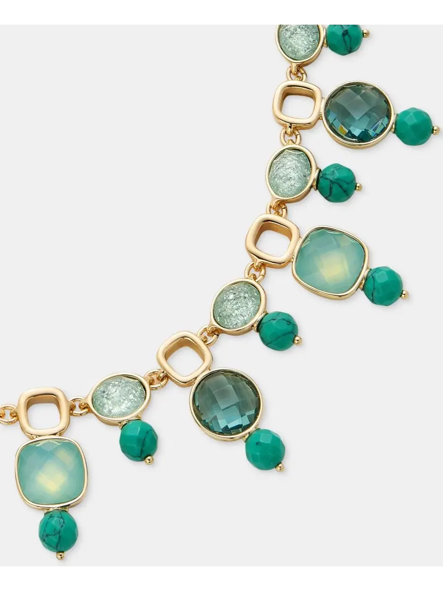 Ожерелье с бусинами из камня, 16 дюймов + удлинитель 3 дюйма, модель Stone Beaded Statement Anne — изображение 2 из 5