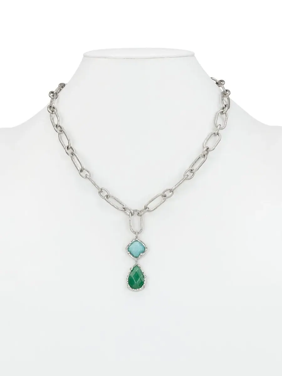 Колье-подвеска с цепочкой Rhodium-Plated Double Drop Patricia Nash — изображение 3 из 3, оттенок серебристый