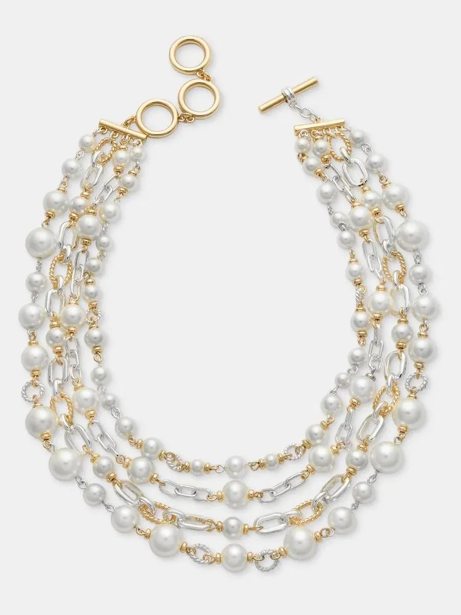 Многослойное колье с имитацией жемчуга, 16" + удлинитель 3" Anne Klein