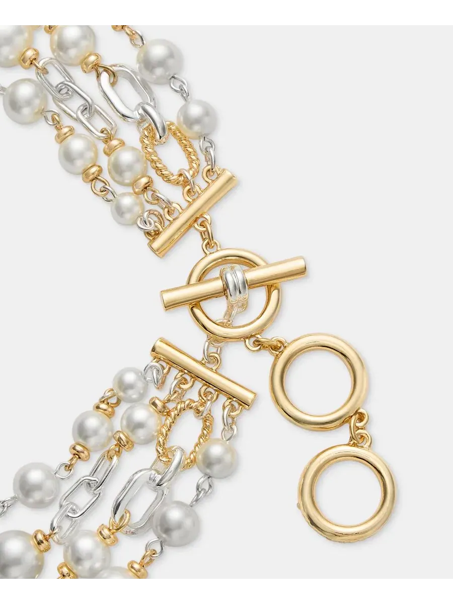 Многослойное колье с имитацией жемчуга, 16" + удлинитель 3" Anne Klein — изображение 4 из 4, оттенок серебристый