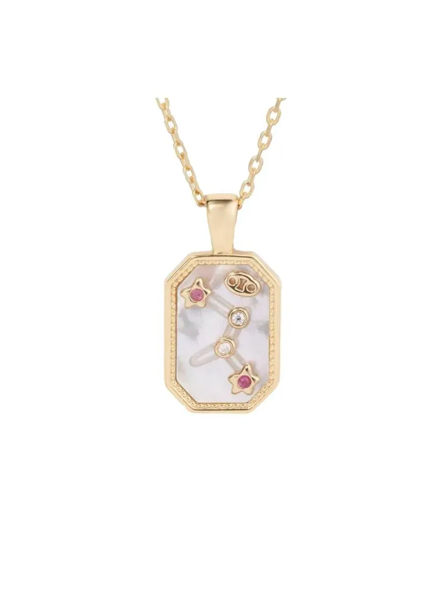 Кулон с зодиакальным созвездием и камнем рождения, модель Birthstone Zodiac Pendant Necklace Little