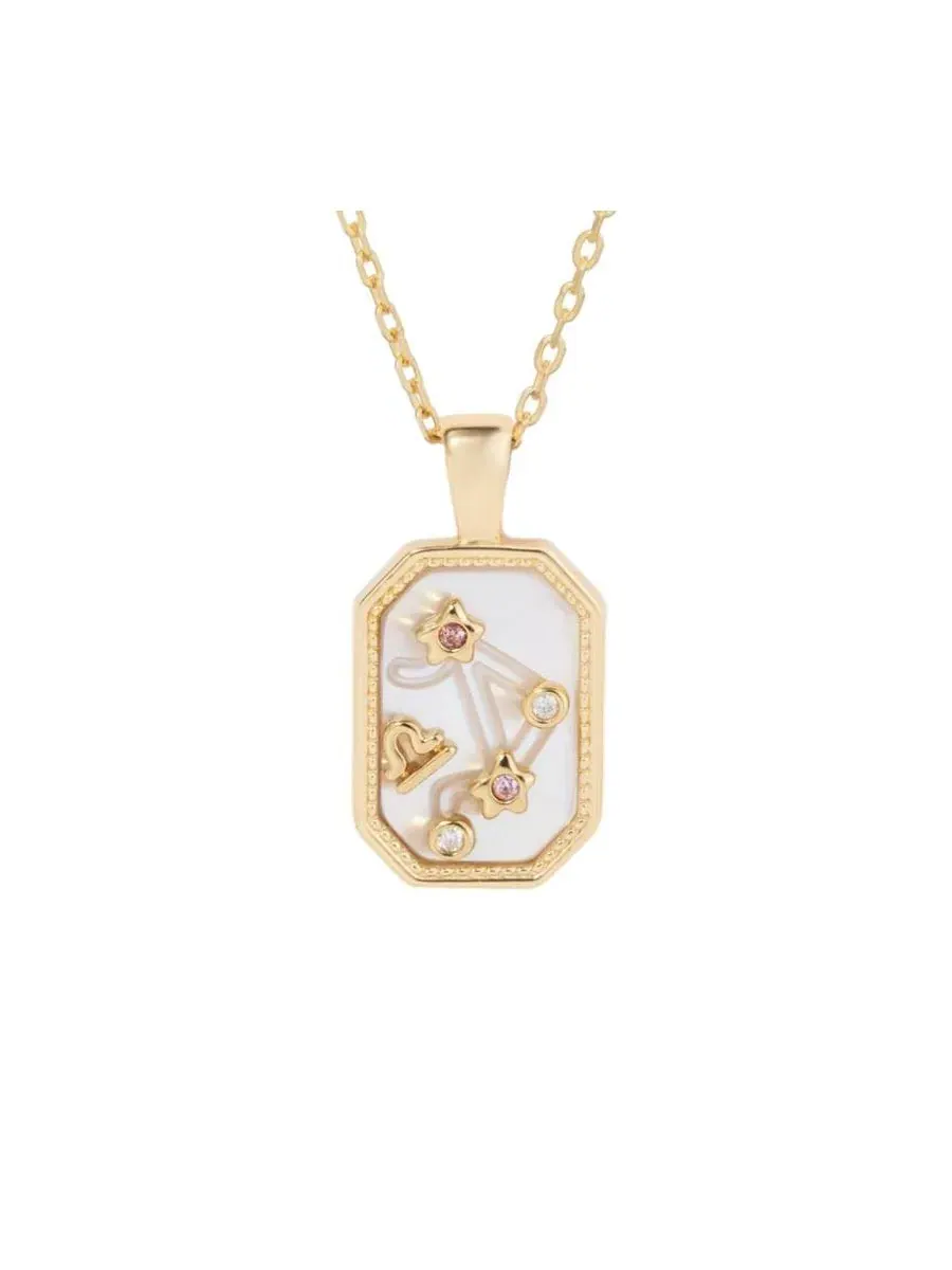 Кулон-подвеска с зодиакальным созвездием и камнем рождения Birthstone Zodiac Pendant Necklace — изображение 1 из 5