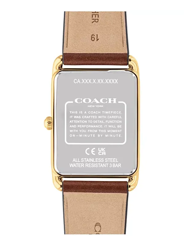 Мужские часы Elliot с кожаным ремешком, 32 x 36 мм Coach — изображение 2 из 4, оттенок седельный