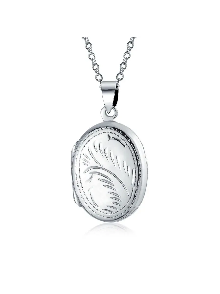 Кулон-медальон с фотографией Vintage Style Floral Leaf Design Oval Shape Photo Locket Necklace