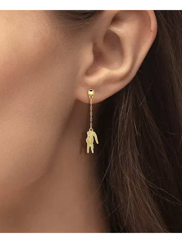 Золотистые серьги-подвески из крокодиловой цепочки Lacoste — изображение 4 из 4, оттенок золото