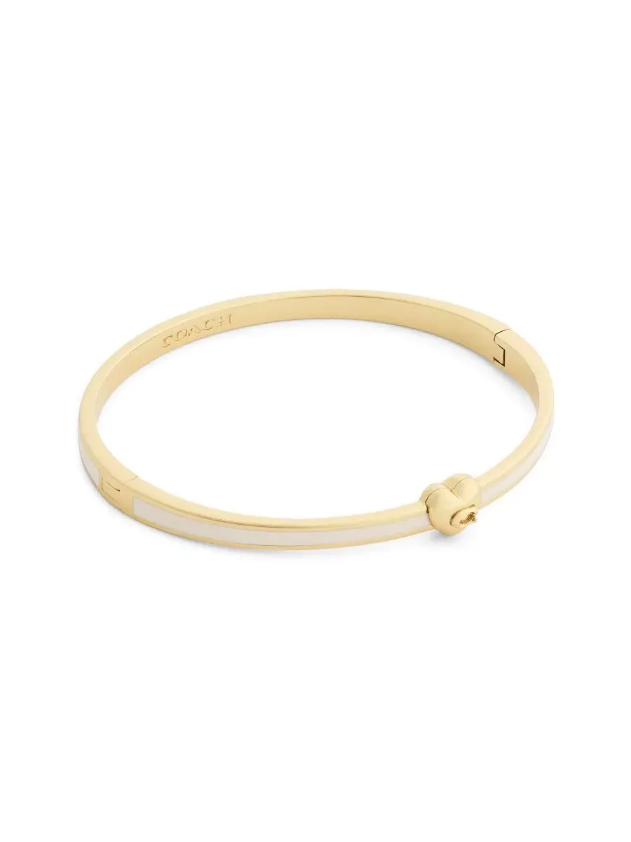 Браслет-манжета с сердцем и фирменным мотивом C, Chalk Signature C Heart Enamel Bangle COACH