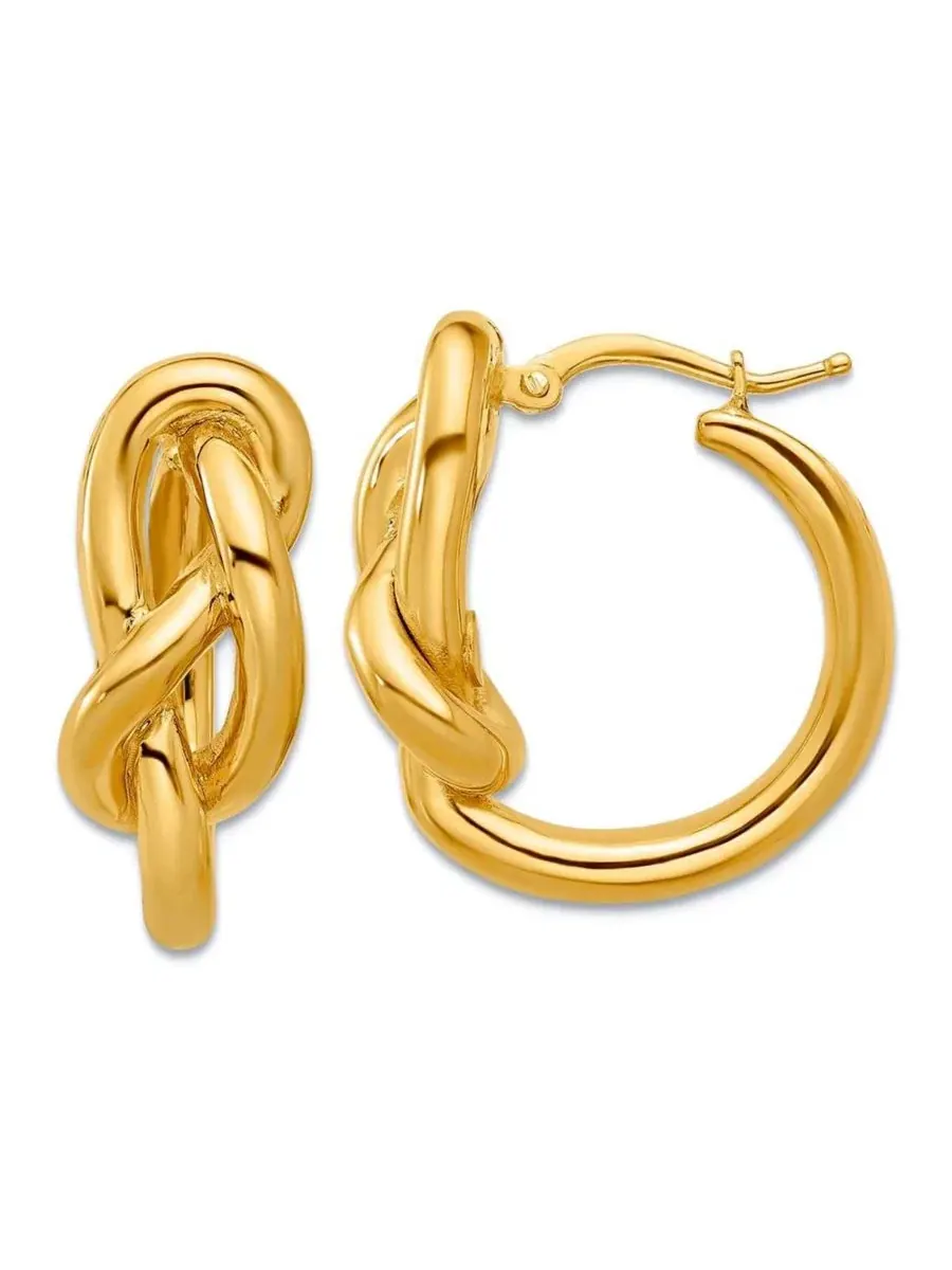 Серьги-кольца из желтого золота 18к с узлом бесконечности, 23 мм Curata Jewelry