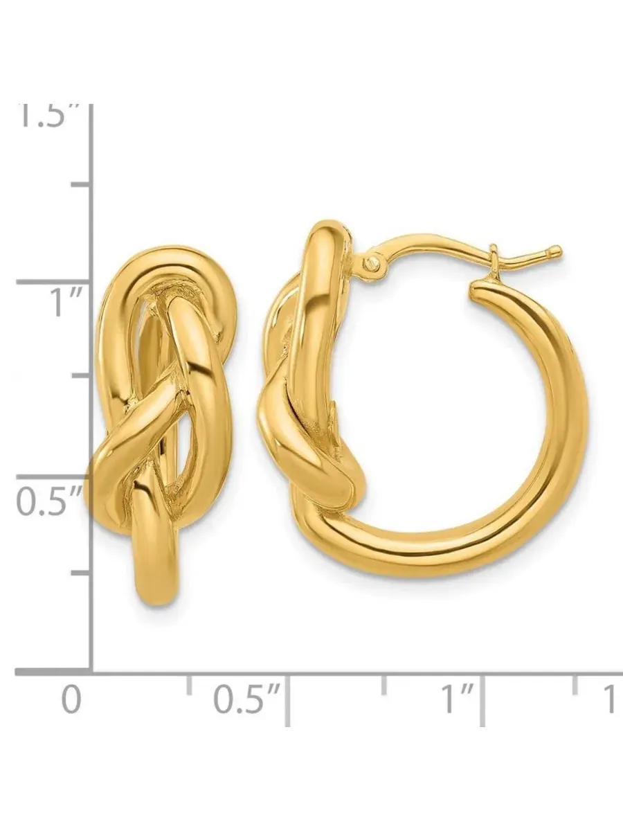 Серьги-кольца из желтого золота 18к с узлом бесконечности, 23 мм Curata Jewelry — изображение 2 из 7, оттенок нет цвета